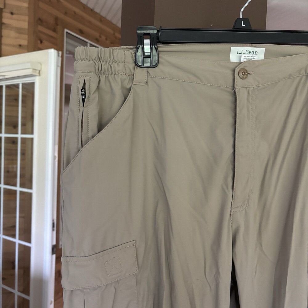 2 Pair L.L. Bean Hiking Pant Men L Gray Brown Stretch Waist Cargo Gorpcore - Picture 7 of 11